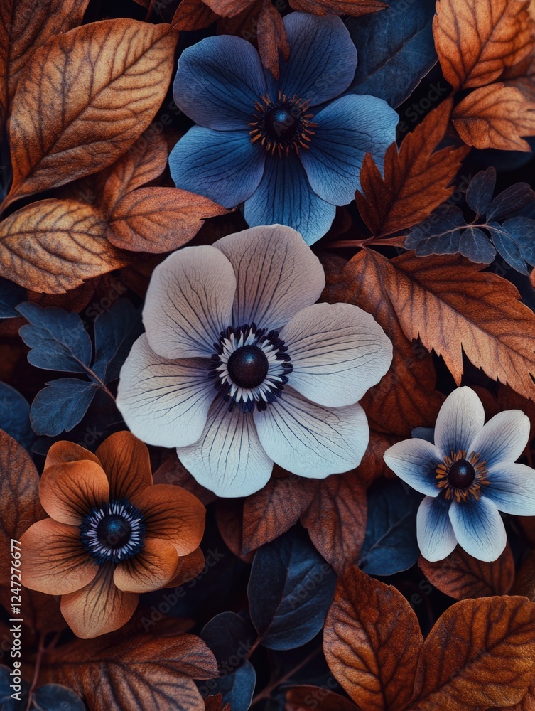 custom made wallpaper toronto digitalFlower petals in fall colors, close-up on a textured background.