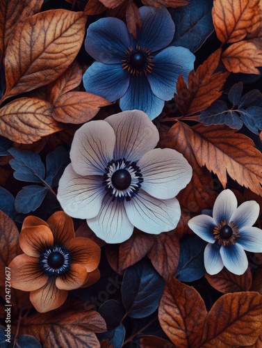 Wallpaper Mural Flower petals in fall colors, close-up on a textured background. Torontodigital.ca