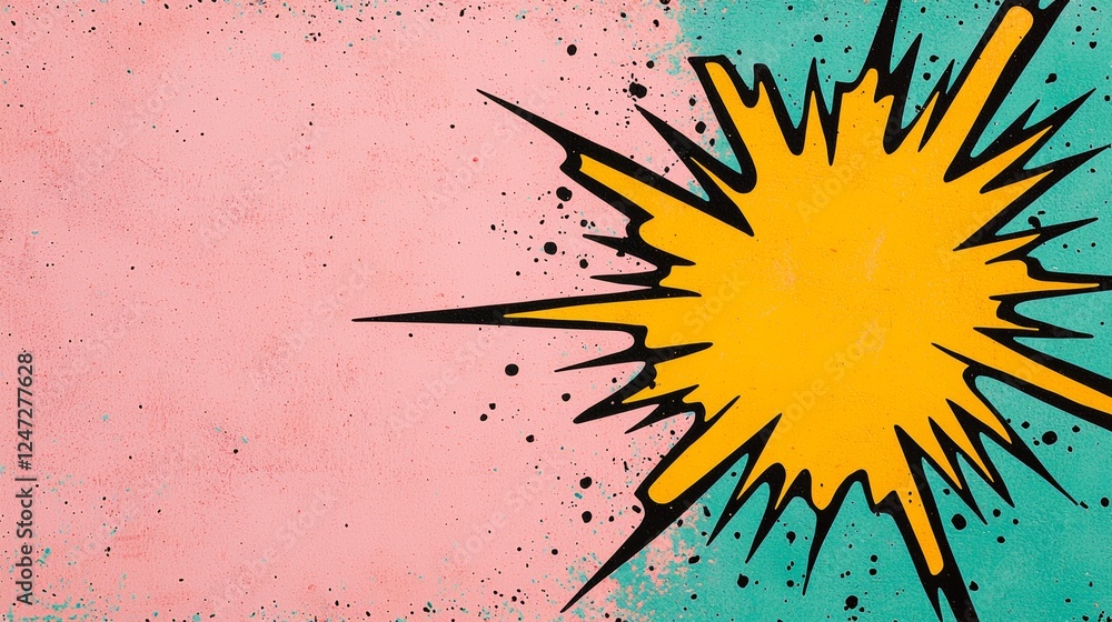 Abstract Collage Background with Vibrant Yellow Speech Bubble on Pink Canvas Abstract Collage Background with Vibrant Yellow Speech Bubble on Pink Canvas