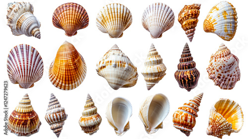 Collecting unique seashells coastal beach nature outdoors marine life isolated on transparent background photo