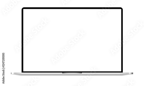 A simple laptop mockup with a transparent background and blank screen, perfect for showcasing your designs.