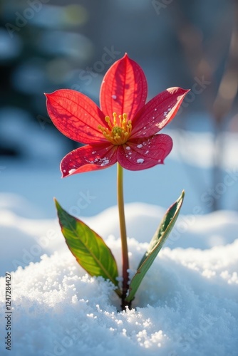 Coreus marginatus in winter on a white snow-covered flower, Coreus marginatus, winter flowers, coreus marginatus photo