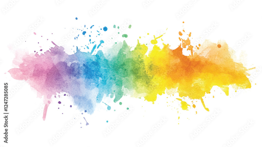 Obraz premium Hand drawn abstract soft pastel watercolor background. Smooth color watercolour painting soft textured on wet white paper background. Soft rainbow color background material.