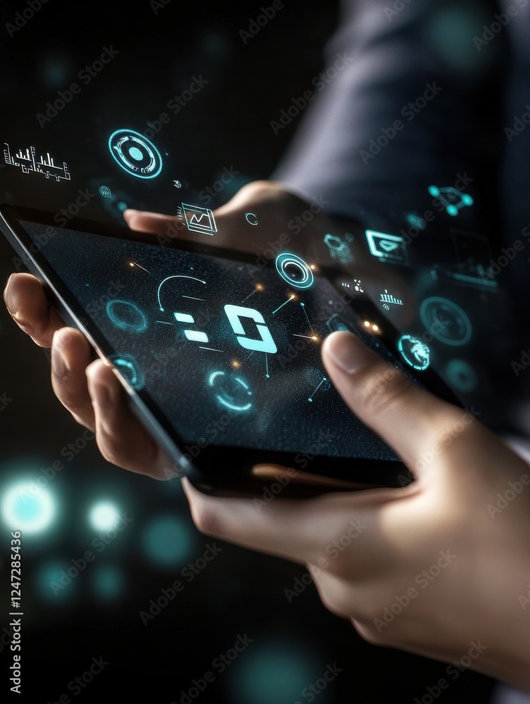 © Johannes - Hand using digital tablet and creative digital SEO interface. Search engine optimization concept. 3D Rendering