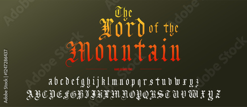 Gothic alphabet. Medieval handwritten typeface in old style made with calligraphy pen. Traditional font for authentic projects engraved on paper