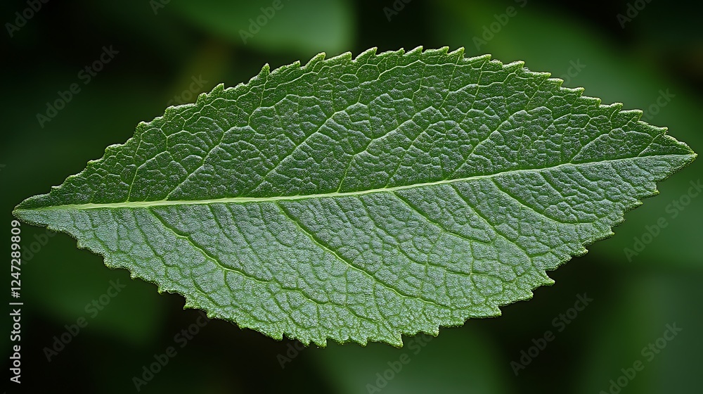 A Single Green Leaf Detailed Close Up A Single Green Leaf Detailed Close Up