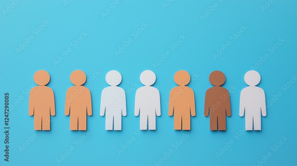 Paper Cut Illustration of Diverse Business Figures on Blue Background Paper Cut Illustration of Diverse Business Figures on Blue Background