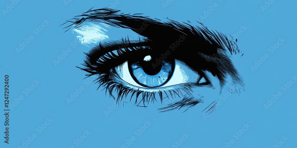 Fototapeta premium A Striking Blue Eye Artistic Rendering
