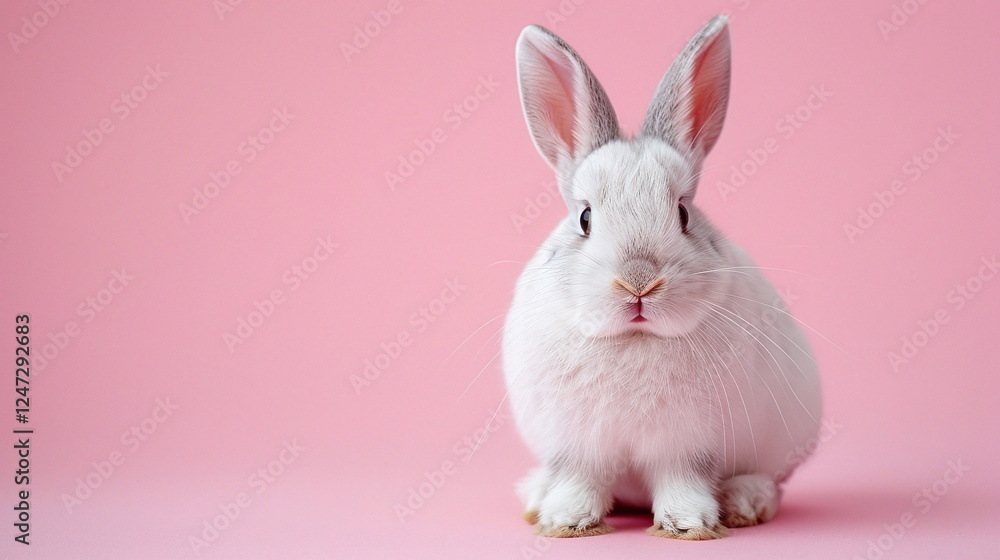 White bunny on pink background, adorable rabbit portrait, soft fur detail, minimalistic composition, cute and fluffy pet image, isolated animal close-up, cheerful and vibrant theme
White bunny on pink background, adorable rabbit portrait, soft fur detail, minimalistic composition, cute and fluffy pet image, isolated animal close-up, cheerful and vibrant theme
