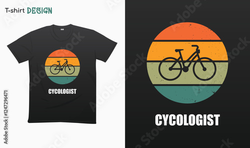 Cycologist Retro sunset. vector design illustration. T-shirt mock up vector. Eps 10 vector