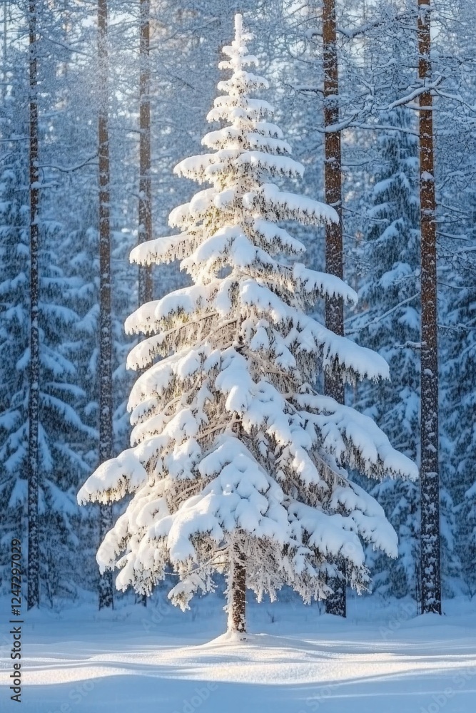 Fototapeta premium Spectacular winter tree with snow-covered branches
