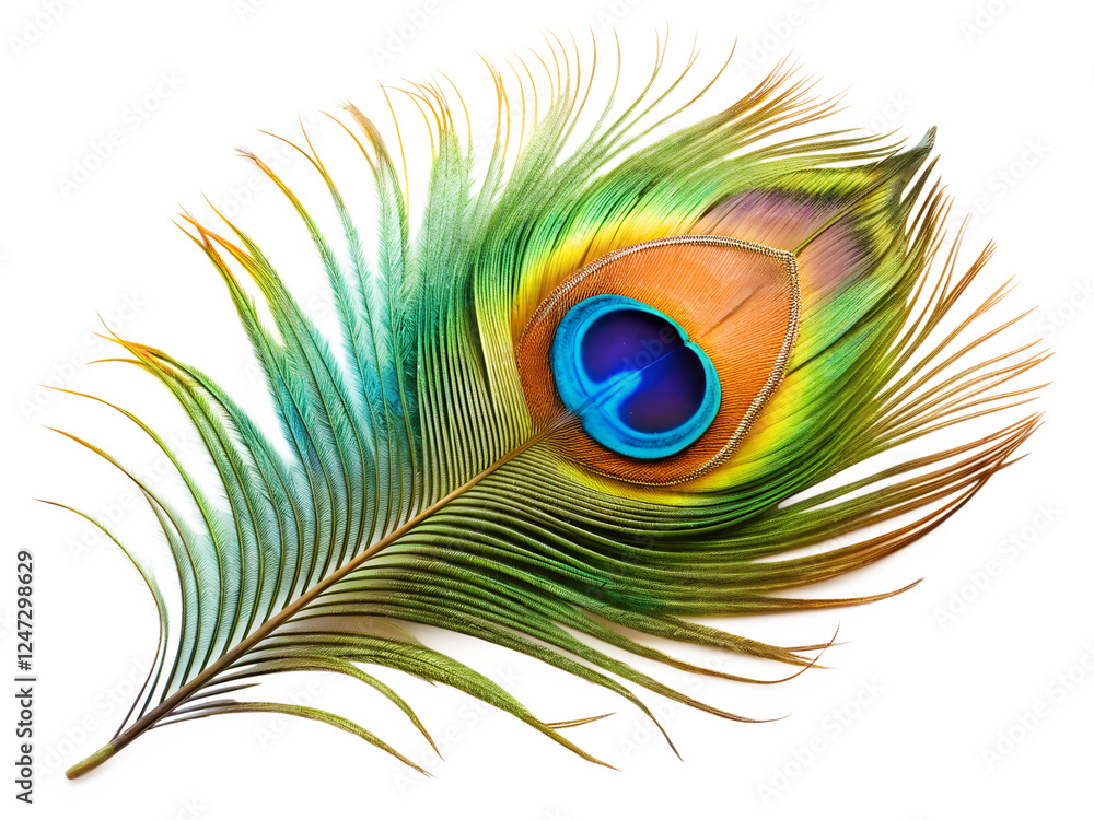 Obraz premium peacock feather on white background