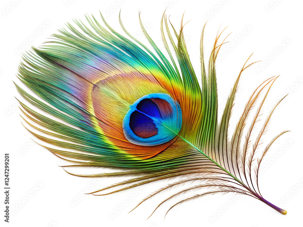 Obraz premium peacock feather isolated on white background