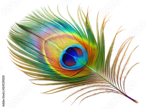 peacock feather isolated on white background