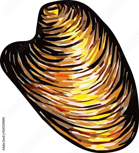 Colourful seafood. Hand drawn marker vector isolated sketch. Cherry stone clams