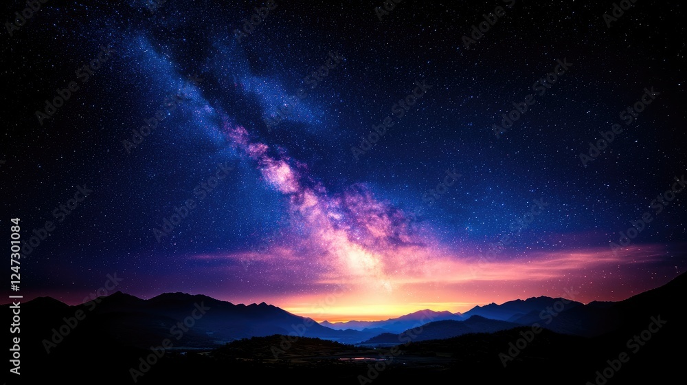 Milky Way over mountain range at sunrise Milky Way over mountain range at sunrise