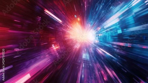 Abstract Futuristic Background with Hyperspace Light Speed Effect photo