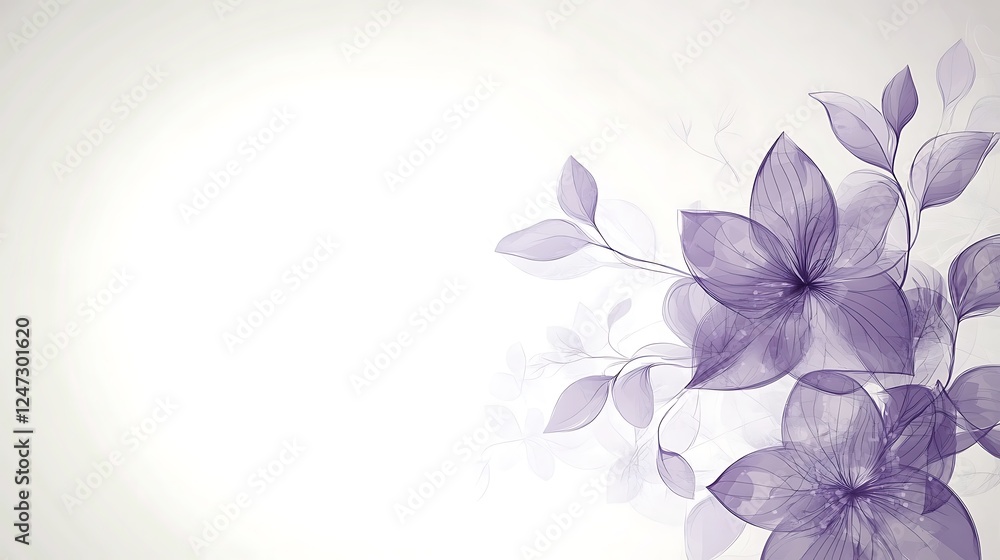 Obraz premium Delicate Purple Flowers and Leaves Design