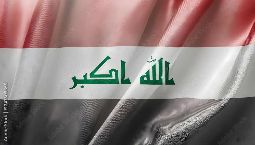 Vibrant Iraq flag waving with luxurious satin texture - Patriotic and cultural symbol Vibrant Iraq flag waving with luxurious satin texture - Patriotic and cultural symbol