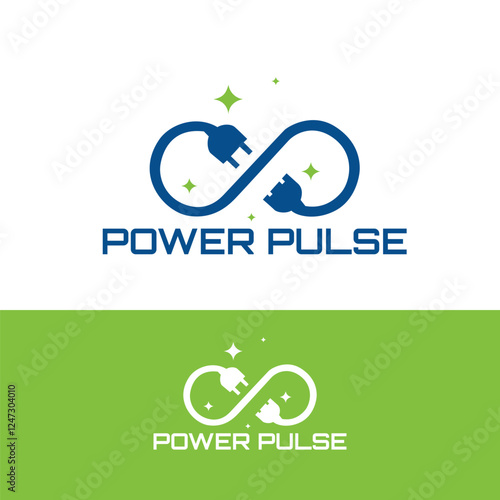 Creative logo design showcasing Power Pulse with electric plug symbolism