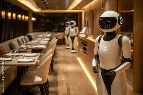 Wallpaper Mural Robots serving food in a futuristic restaurant Torontodigital.ca