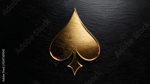 Elegant Gold Spade Symbol – Luxurious Black Playing Card Design for Sophisticated Casino Gaming Graphics with Timeless Allure, Polished Texture and Contemporary Boldness in Minimalist Background
