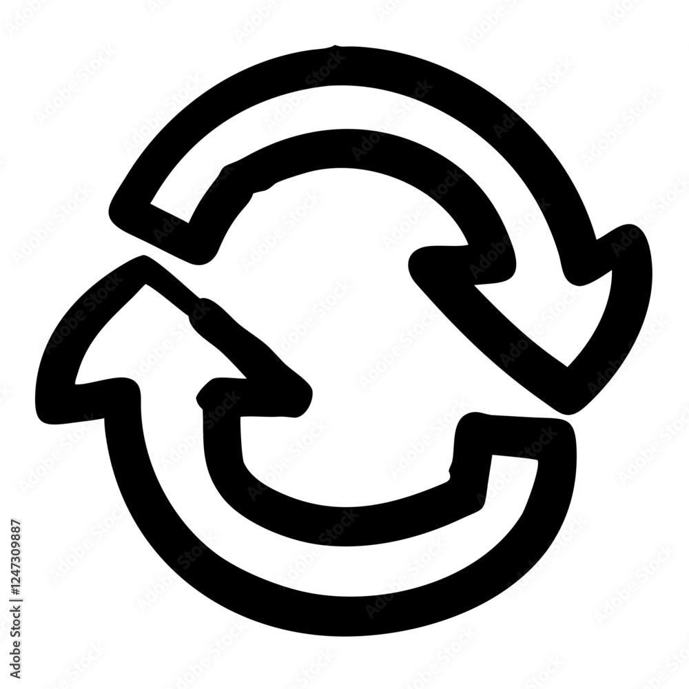 Refresh icon, simple design, black and white, vector graphic, copy space Refresh icon, simple design, black and white, vector graphic, copy space