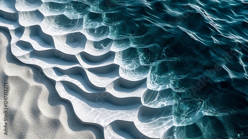 Ocean waves meet sandy beach