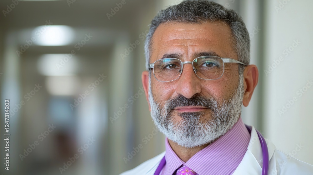 Confident doctor hallway portrait, healthcare (3)