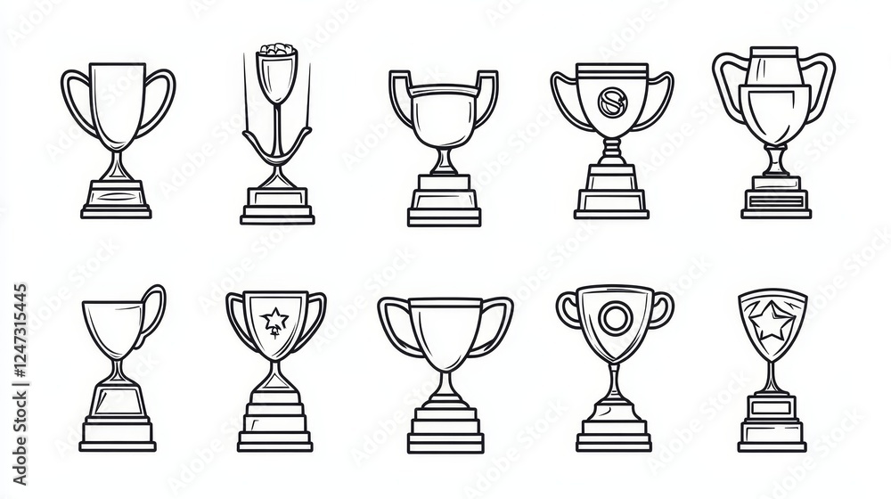 Champion, first place - flat line icons set, editable stroke, vector eps10 illustration Champion, first place - flat line icons set, editable stroke, vector eps10 illustration