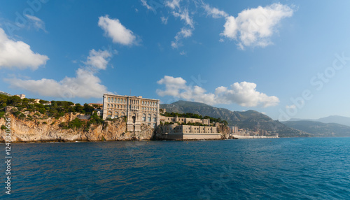 Monaco, Monaco - July 09 2008: oceanographic museum of monaco with scenic coastline. photo