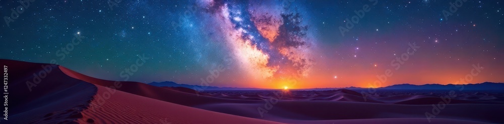Fototapeta premium Starry night sky over Atacama Desert, Milky Way vibrant , astronomical, stellar, nocturnal