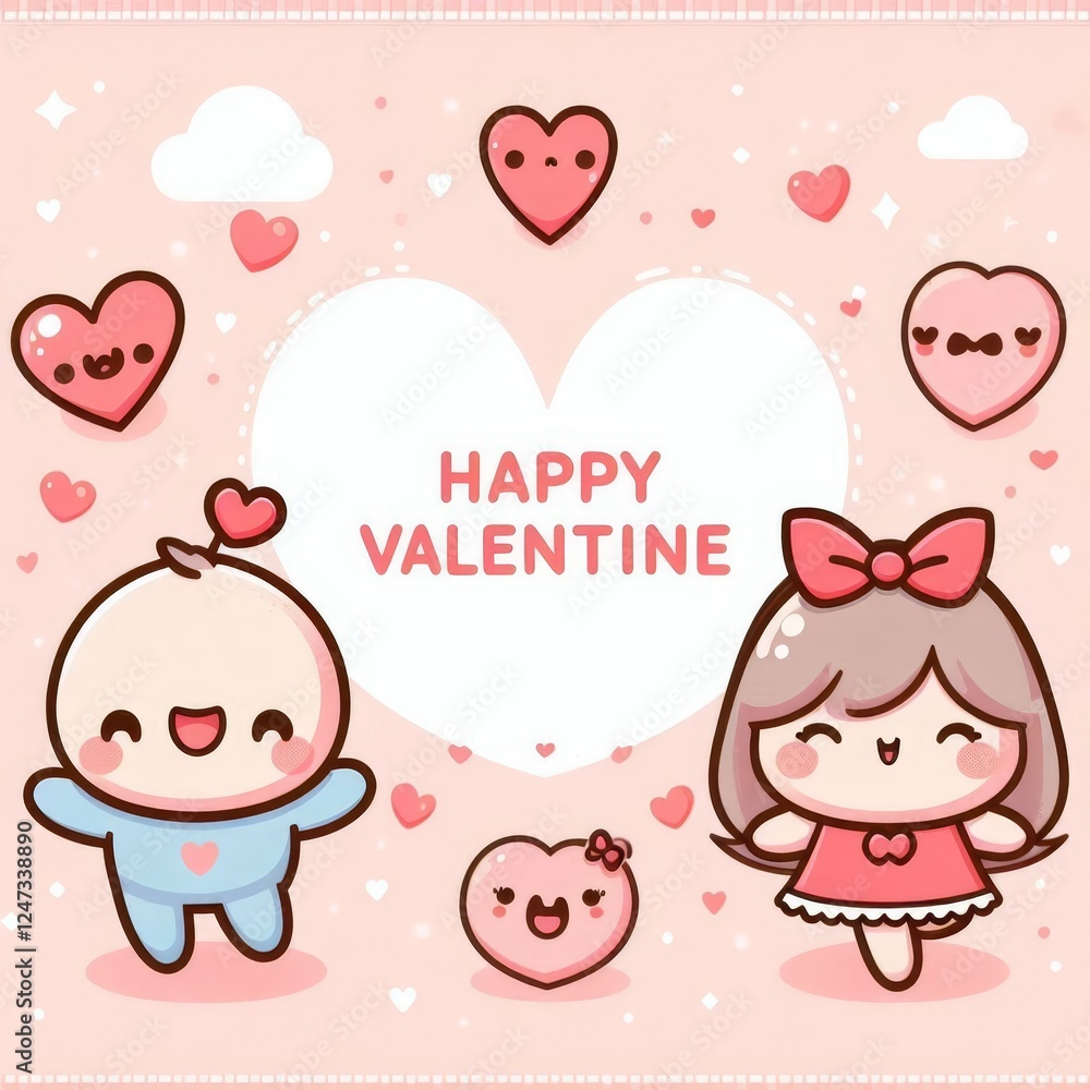 Cute Kawaii Happy Valentine's Day Background - Decorated Wallpaper, Greeting Card for Valentine - Heart, Anime, Chibi, Dog, Cloud, Cat, Bear, Gift, Pink Cuteness Cute Kawaii Happy Valentine's Day Background - Decorated Wallpaper, Greeting Card for Valentine - Heart, Anime, Chibi, Dog, Cloud, Cat, Bear, Gift, Pink Cuteness