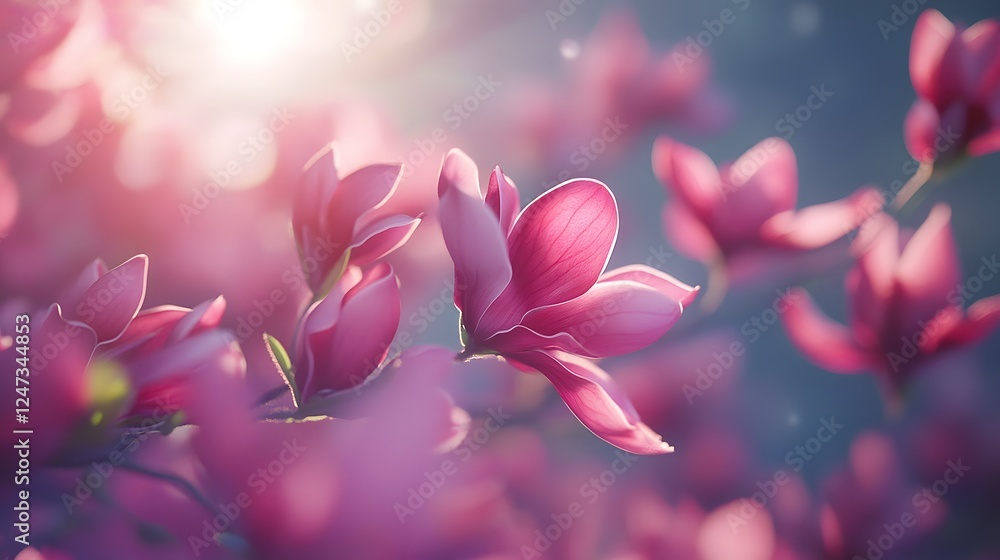 A photo of an abundance of pink magnolia blossoms
A photo of an abundance of pink magnolia blossoms