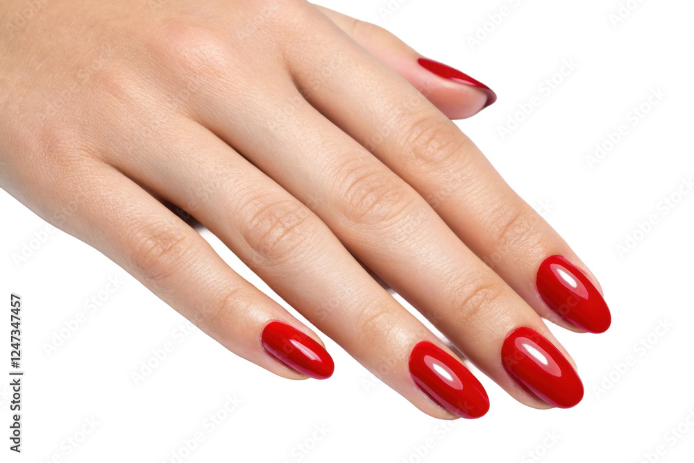 Beautiful red manicure enhances elegant fingers, cut out Beautiful red manicure enhances elegant fingers, cut out