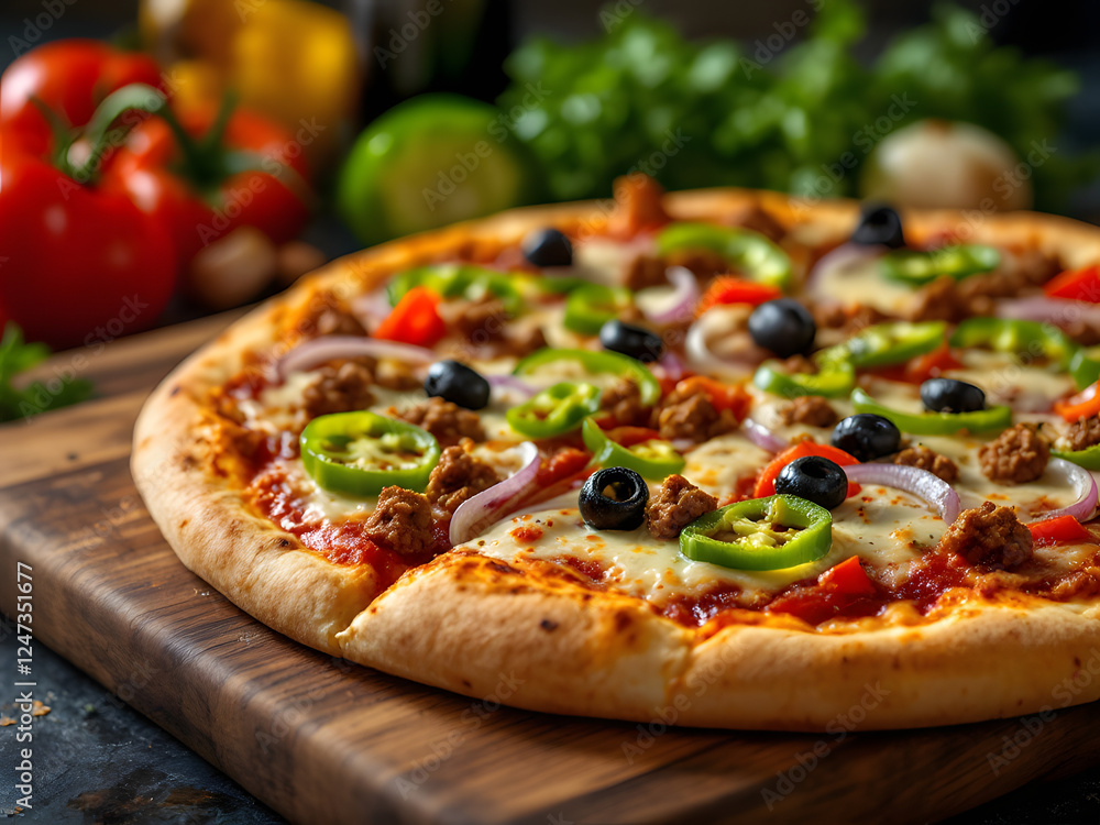 Pizza, slices, pepperoni, mushrooms, olives, cheese, basil, tomatoes, crust, toppings, fresh, savory, delicious, Italian, meal, food, gourmet, homemade, appetizing, yummy, tasty, mouthwatering, dinner Pizza, slices, pepperoni, mushrooms, olives, cheese, basil, tomatoes, crust, toppings, fresh, savory, delicious, Italian, meal, food, gourmet, homemade, appetizing, yummy, tasty, mouthwatering, dinner