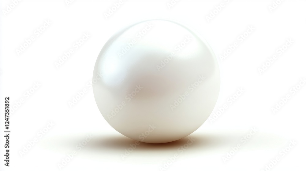 Obraz premium Beautiful Glossy White Pearl Sitting on Smooth Surface with Soft Lighting and Reflection