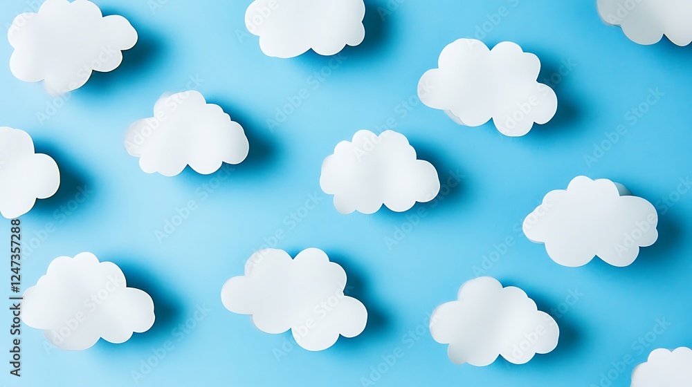 Paper clouds, blue background, design (1) Paper clouds, blue background, design (1)