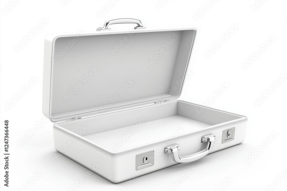 Opened 3D white briefcase empty isolated on a white background Opened 3D white briefcase empty isolated on a white background
