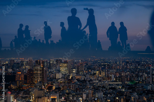 Wallpaper Mural Tokyo skyline with reflection of tourists Torontodigital.ca