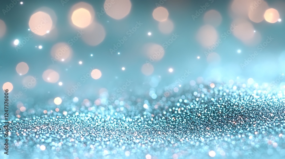 Obraz premium Sparkling Blue Glitter Background With Lights