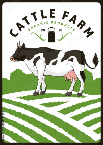 Cattle farm featuring organic products and cow