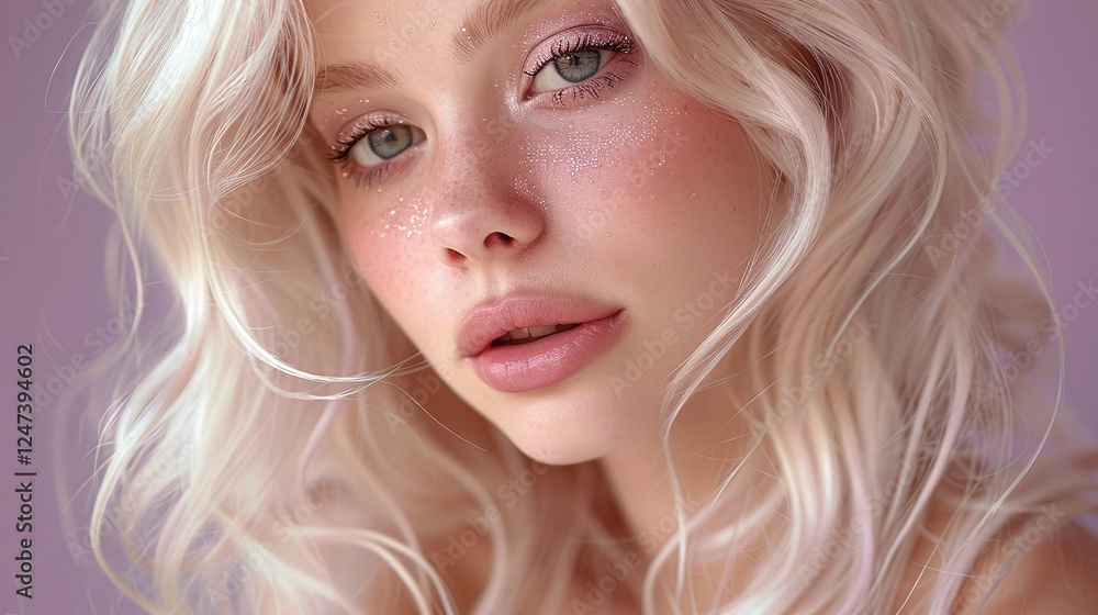 Close-up portrait of a blonde woman with wavy hair, soft natural lighting, glowing skin, delicate beauty, minimalistic style, pastel tones, serene expression, modern fashion photography
Close-up portrait of a blonde woman with wavy hair, soft natural lighting, glowing skin, delicate beauty, minimalistic style, pastel tones, serene expression, modern fashion photography
