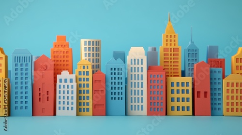 Colorful Paper Craft Buildings for Corporate Event Decoration and Creative Displays