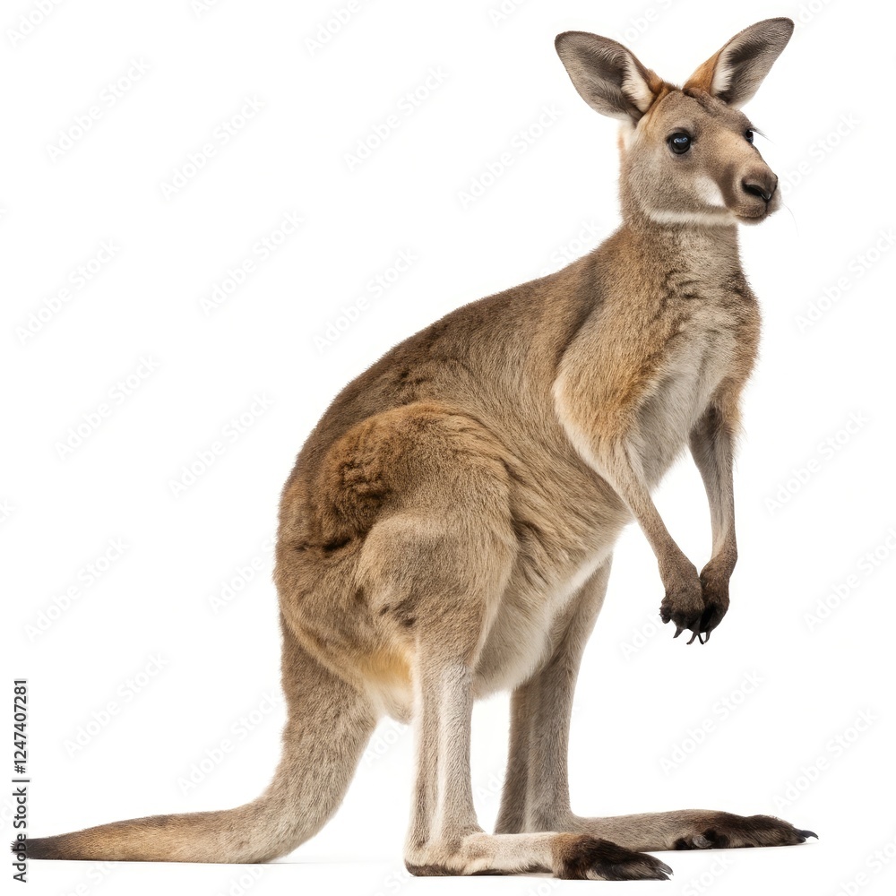 Kangaroo Standing With a Playful Pose, Isolated on White. Generative AI Kangaroo Standing With a Playful Pose, Isolated on White. Generative AI