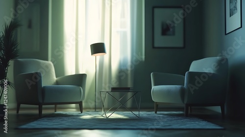 Wallpaper Mural Serene Living Room With Modern Furniture And Soft Lighting Torontodigital.ca