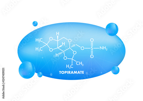 Topiramate molecular structure with blue gradient background