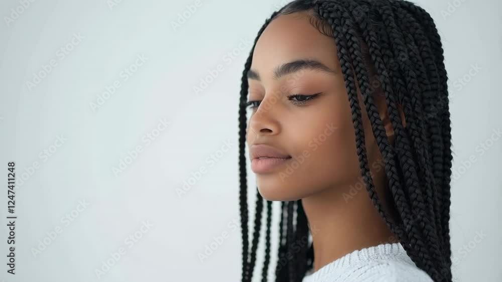 Elegant Portrait of a Young Woman with Stylish Braids Elegant Portrait of a Young Woman with Stylish Braids