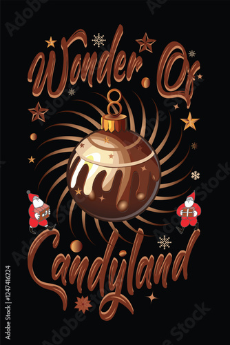 Christmas T Shirt Design with the Quote is "Wonder of Candyland".