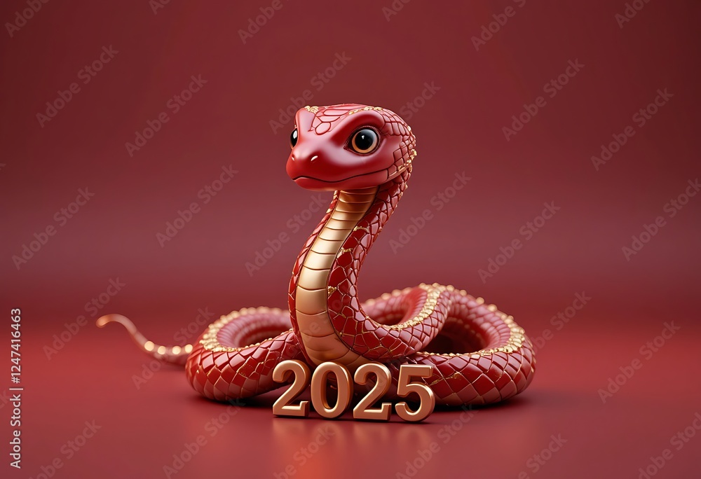 Fototapeta premium luxury red and gold chinese snake new year background with copy space for text, snake year